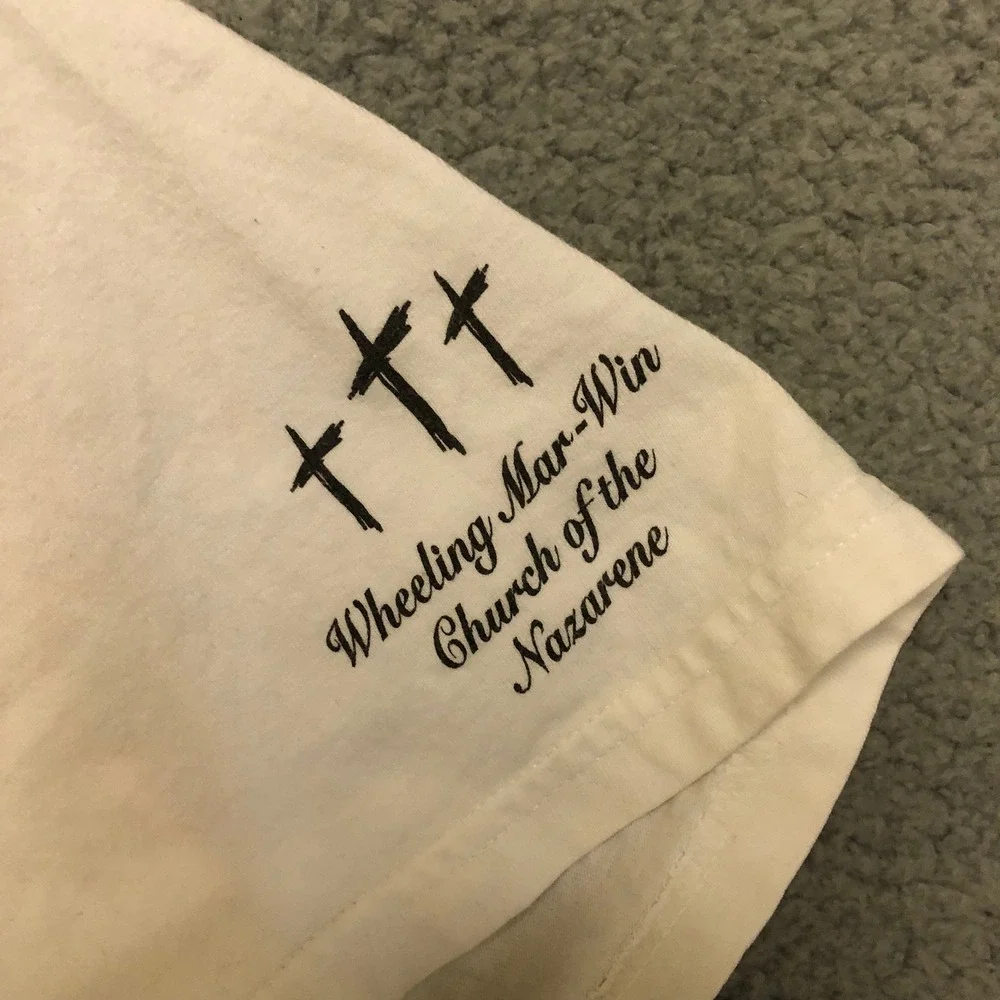 VTG‎ y2k Anchored In Jesus Christian T-Shirt XL White Church Graphic